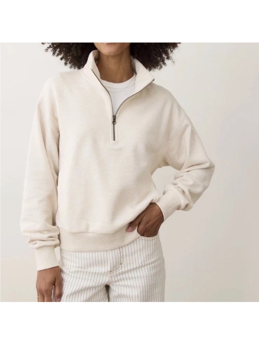 NWT Marine Layer Cloud 9 Fleece Half Zip Oatmeal Heather Size Medium M Top $118